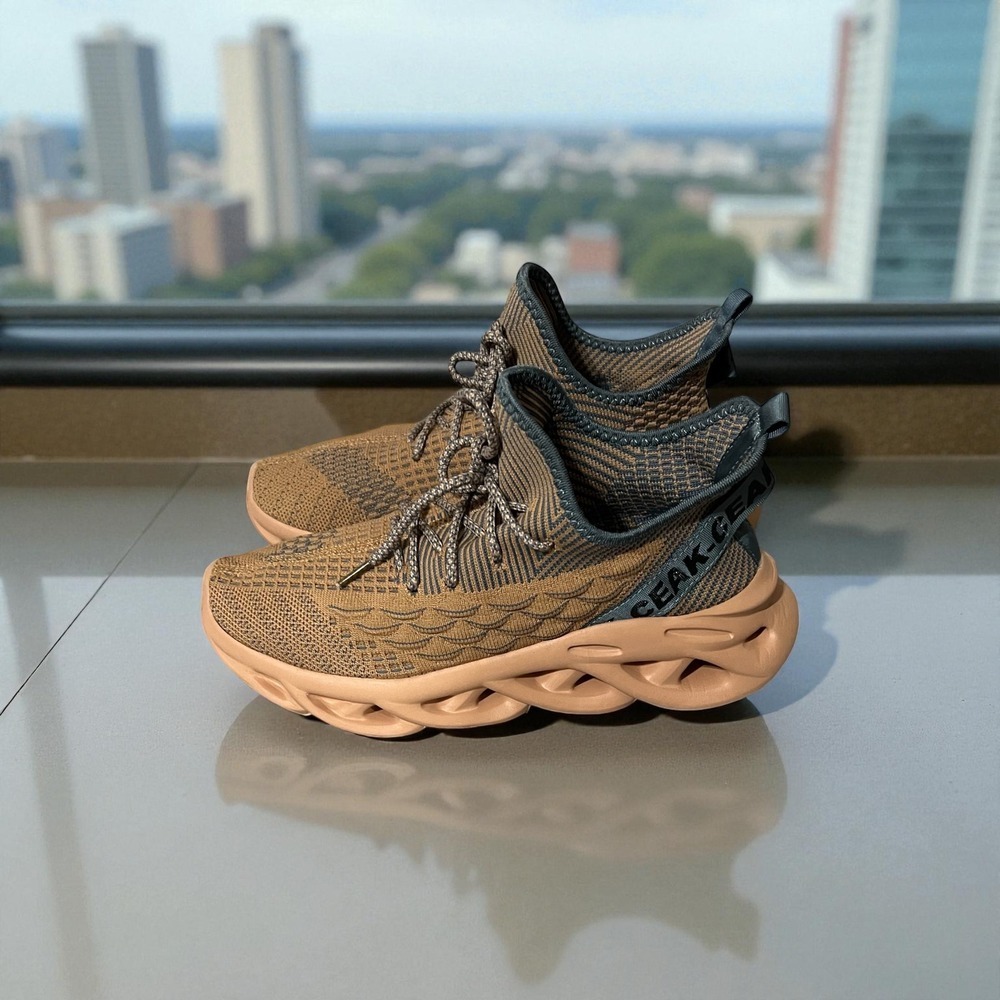 Men's Brown‎ and Blue Athletic Shoes with Mesh Upper and Sporty Design Size 8 - Picture 2 of 14
